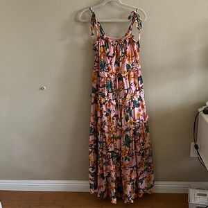 Anthropologie Pink Floral Maxi Dress